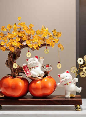 伽行图事事如意柿子摆件