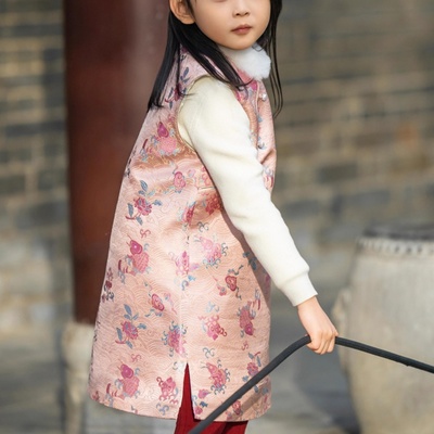 新中式复古宋锦提花马甲