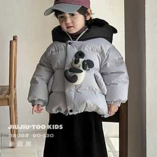 2025秋冬新款加厚宽松连帽套头羽绒服女短款卡通面包服外套