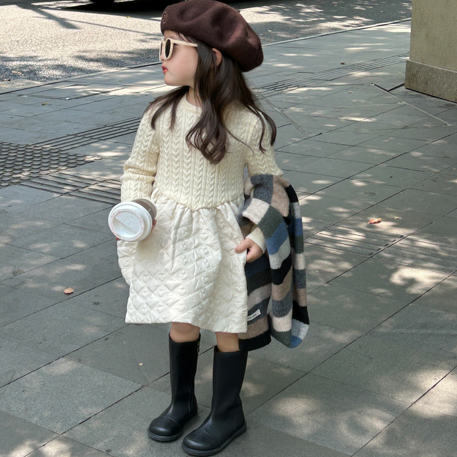 韩系复古编织风针织连衣裙