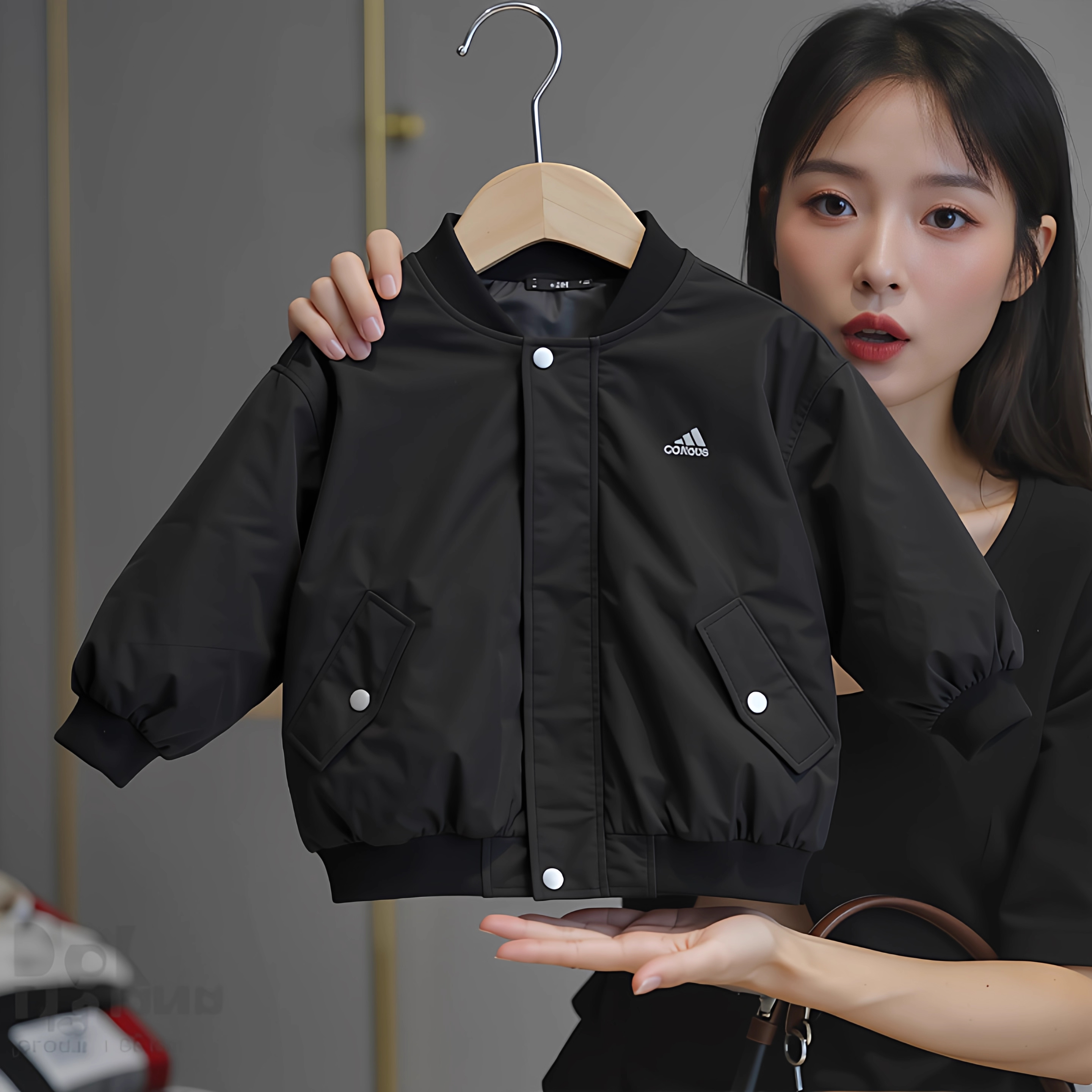 男童黑色棒球服外套儿童工装