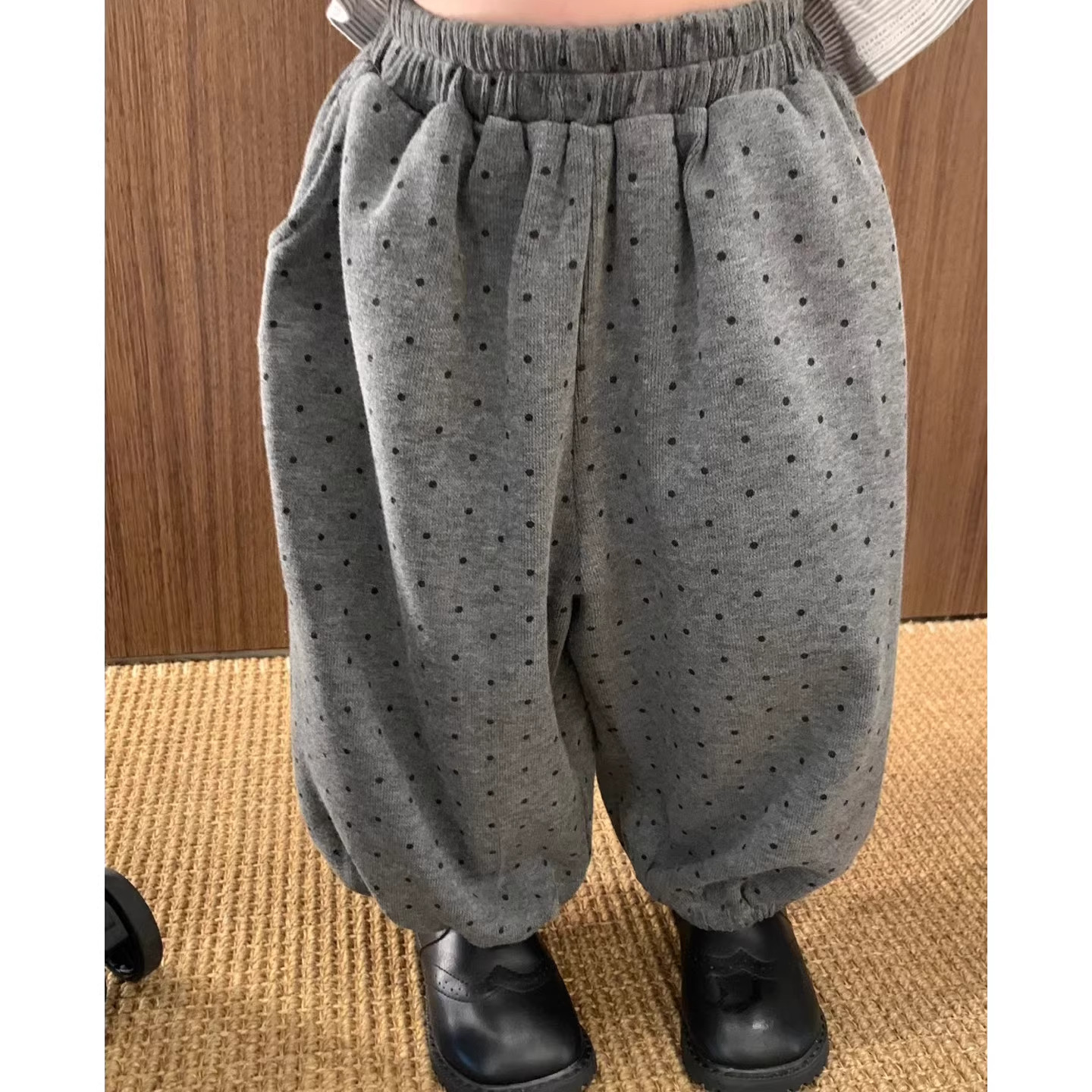 女童纯棉秋冬季宽松波点休闲裤