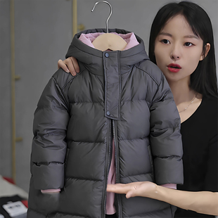 保暖童装 儿童男女童羽绒服中大童加厚连帽中长款 外套 新款 2025冬季