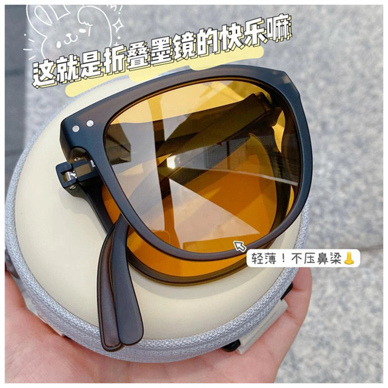TR偏光折叠墨镜男女轻巧携带防晒紫外线太阳眼镜新款茶色潮男