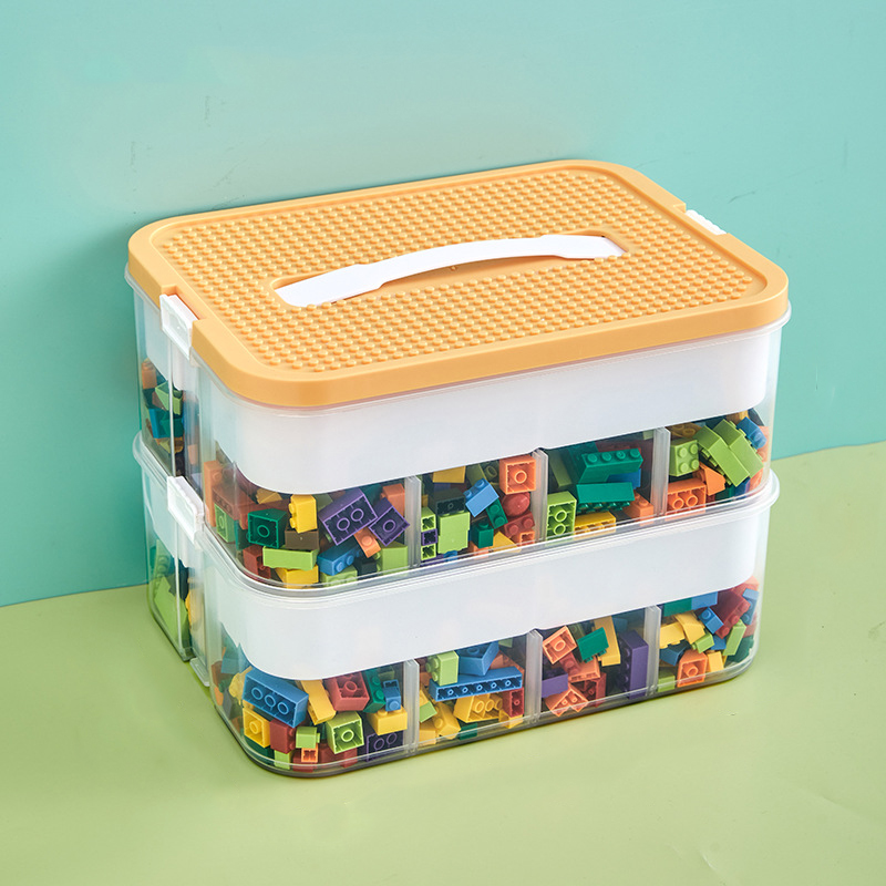 2 Layer Kids Building Blocks Storage Box Adjustable Lego-Com