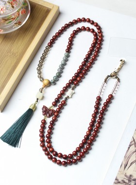 紫檀多圈挂饰手机链卡套男女毛衣链礼物精品佛珠念珠