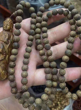 越南芽庄白奇楠沉香项链观音吊坠8mm108颗链挂件男女通用文玩手串