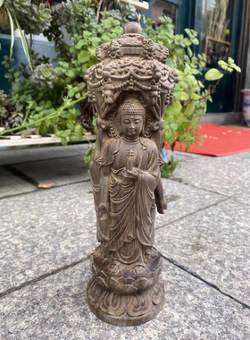 沉香木雕刻阿弥陀佛药师佛如来佛三宝佛木雕摆件实木雕刻家居供奉