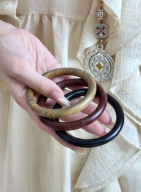 绿檀木黑檀木小叶紫檀木女士饰品复古民族风简约手环实木手镯子