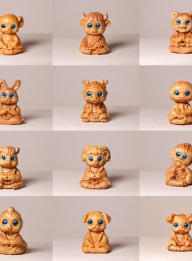 崖柏木雕蛇年大吉手把件十二生肖随身盘玩中式可爱生肖文玩摆件