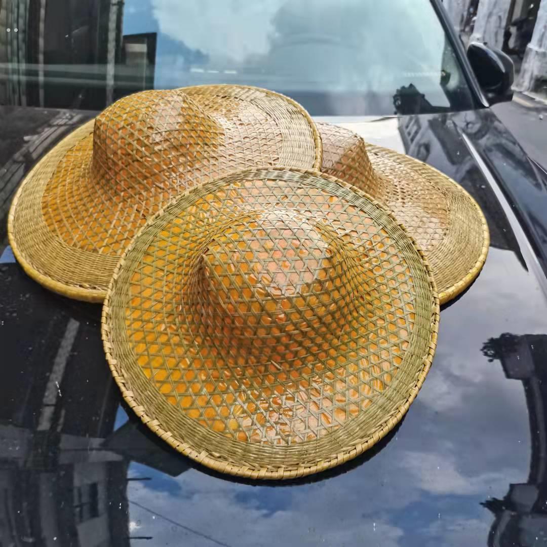 竹帽农民农用斗笠大号竹编帽遮阳防晒防雨表演装饰帽子男女大檐帽