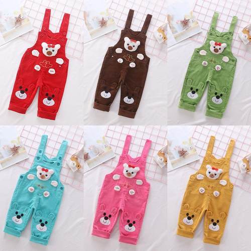 童装新款灯芯绒宝宝背带裤秋男女0123休闲背带裤连体潮款