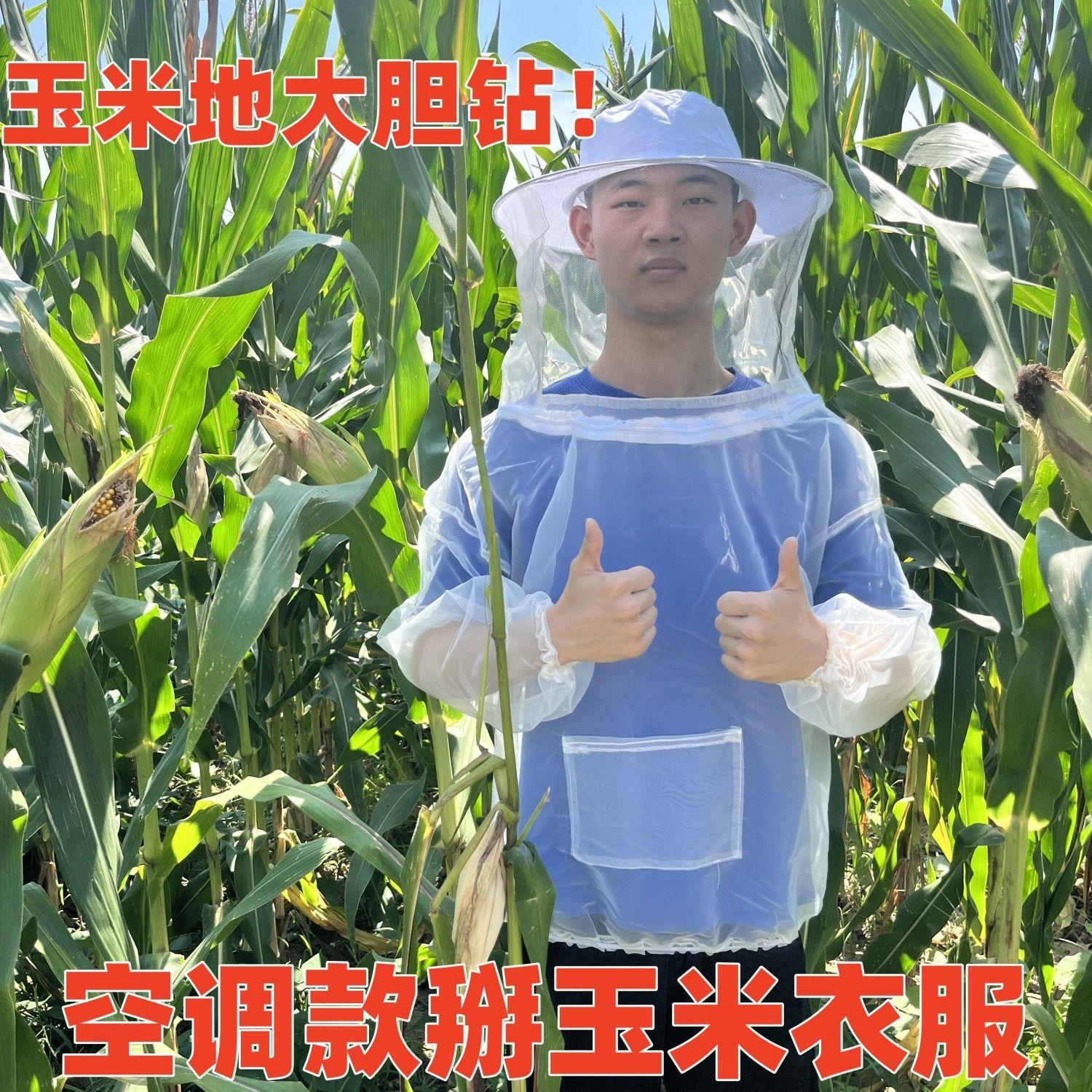新款掰玉米干活专用帽子遮阳防马蜂服防晒遮阳帽防刮脸防虫帽面罩