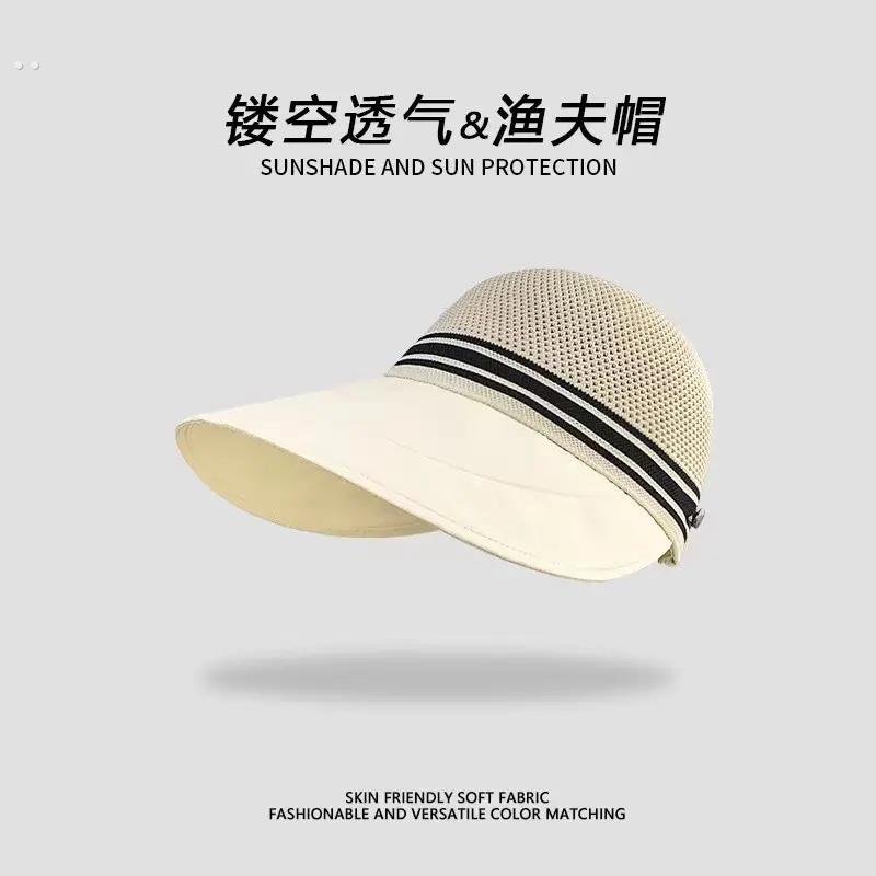 镂空透气遮阳帽子女防晒防紫外线可挂口罩防晒帽大帽檐鸭舌帽洋气