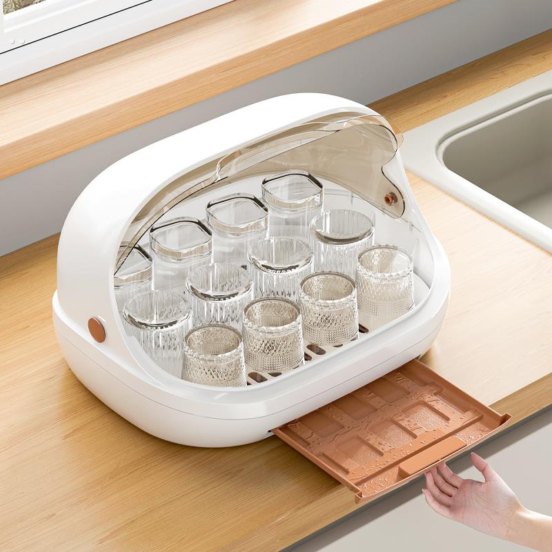 桌面杯子收纳置物架水杯收纳盒防尘茶具茶杯托盘沥水杯架子奶瓶箱