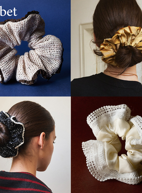 sorbet秋日奏鸣曲丝绒点高级感大肠发圈蕾丝法式条纹发饰绳头花边