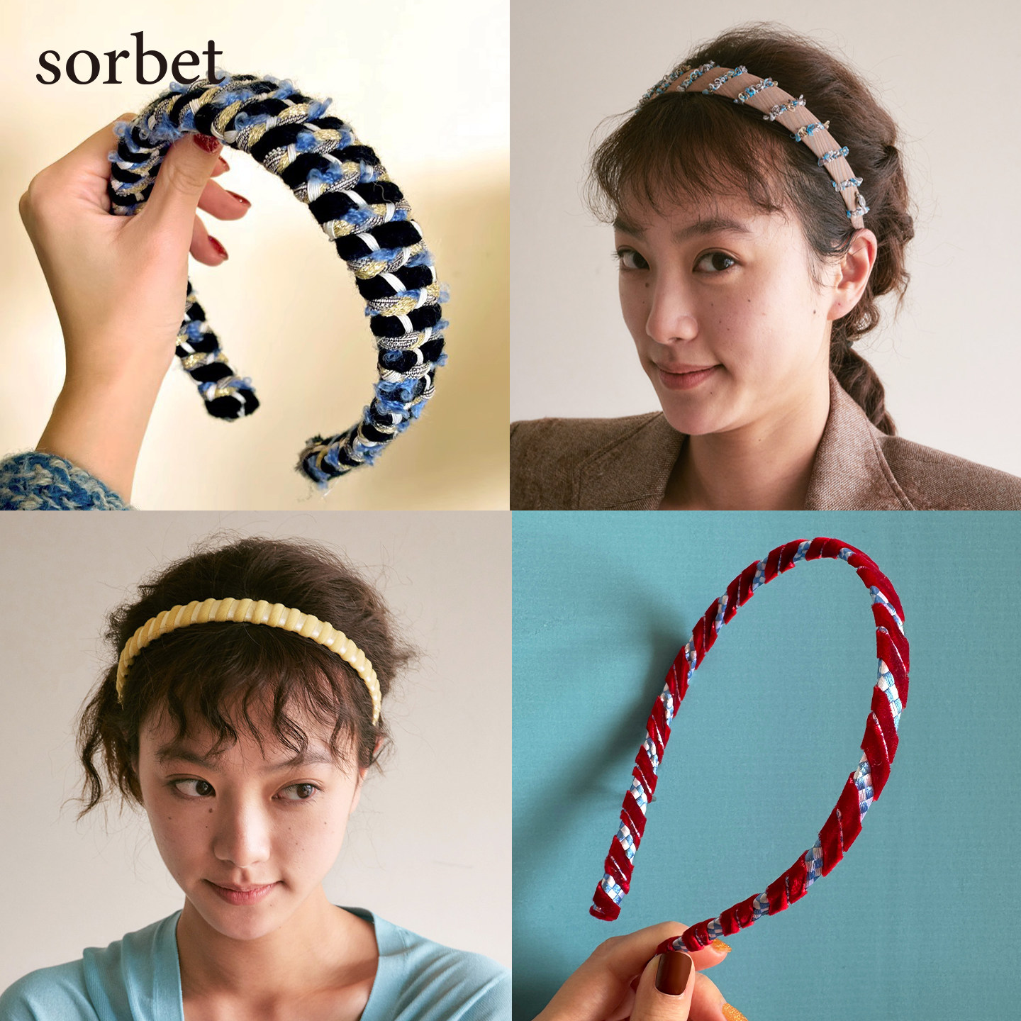 sorbet发箍丝绒红色条纹高级感