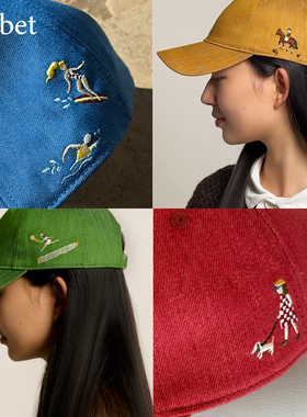 sorbet《be softer》刺绣牛仔棒球帽鸭舌帽子显脸小红蓝黄绿彩色