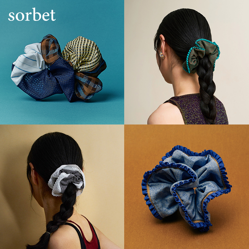 sorbet高级感大肠发圈花边法式