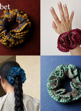 sorbet《褶皱狂想曲》高级感法式复古丝绒设计风花边大肠发圈头饰