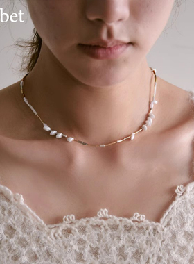 sorbet手工珍珠串珠叠戴锁骨链