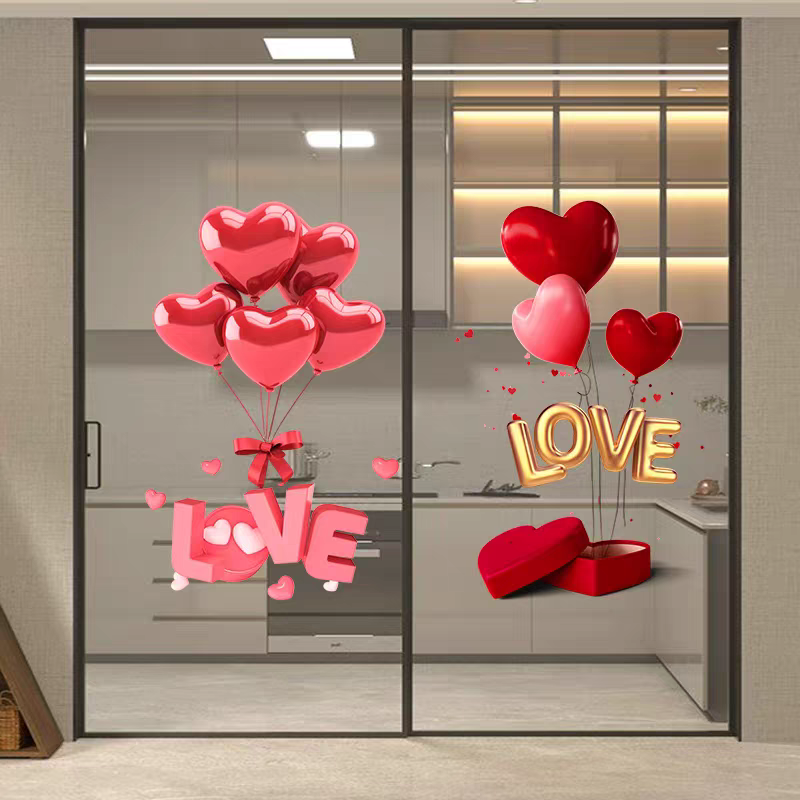 结婚LOVE玻璃贴画静电喜字