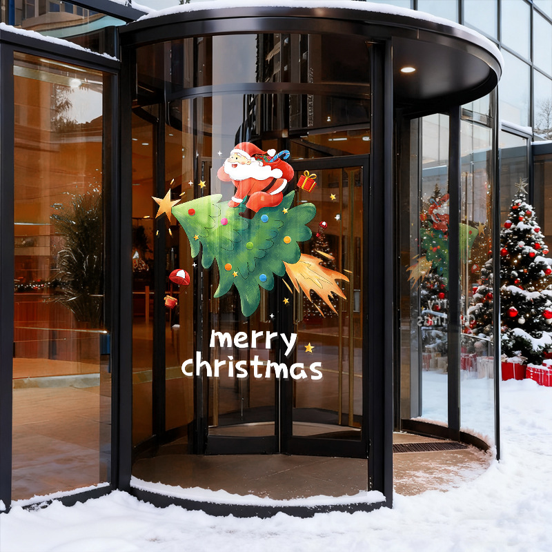 圣诞节日氛围装饰静电玻璃门贴纸