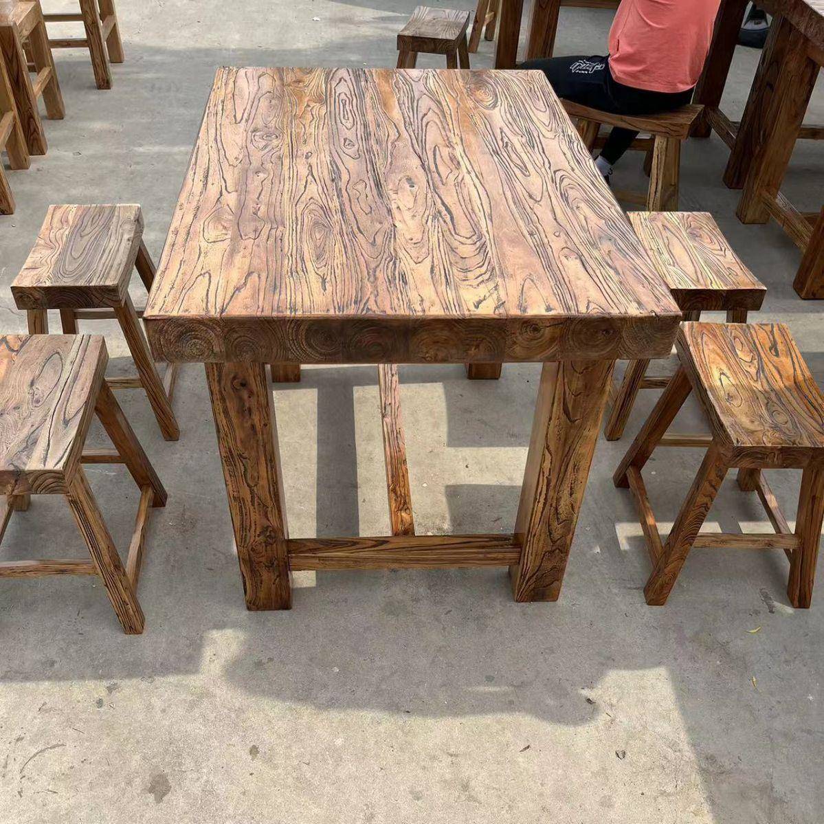 老榆木木桌椅庭院户外茶桌全套组合新中式功夫茶台茶几