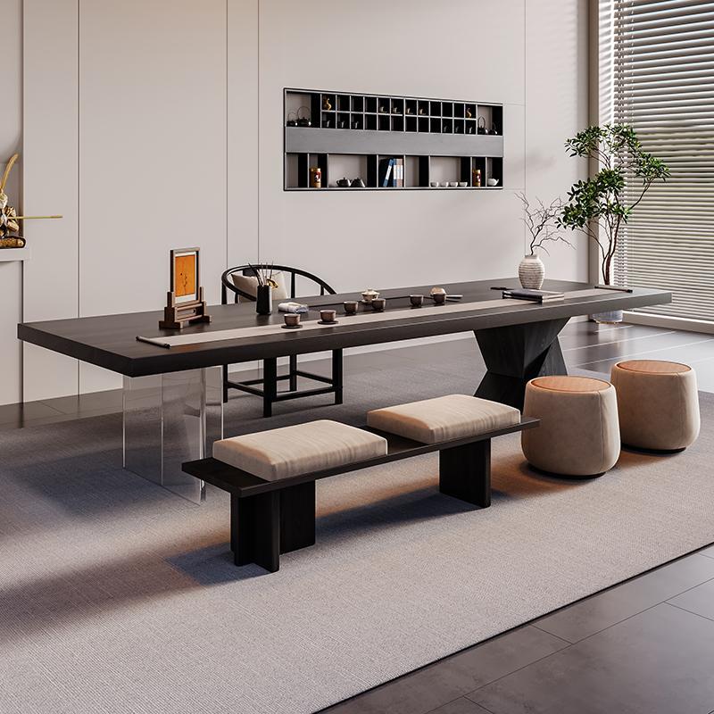 现代简约实木大板茶桌椅组合2025年新款客厅家用办公高级感泡茶台