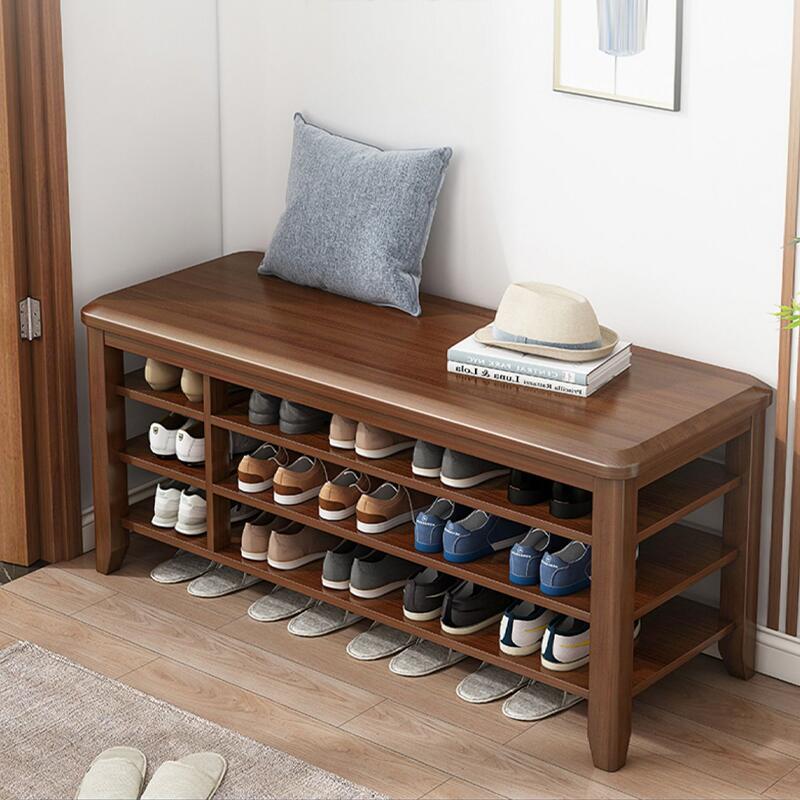全实木鞋架简易家用入户门口免安装换鞋凳新爆款进门可坐室内鞋柜