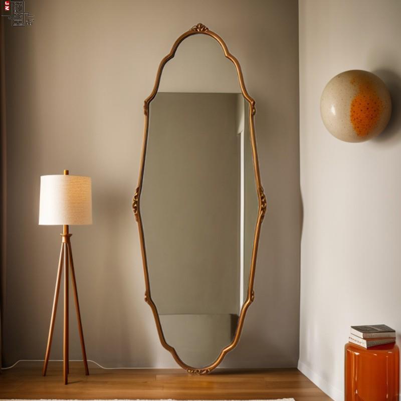 法式复古全身镜壁挂墙椭圆家用客厅中古玄关入户穿衣镜欧式试衣镜