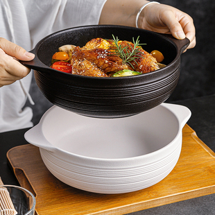 日式陶瓷汤盆酸菜鱼大盆碗泡面碗防烫双耳汤碗家用高级感大号面碗