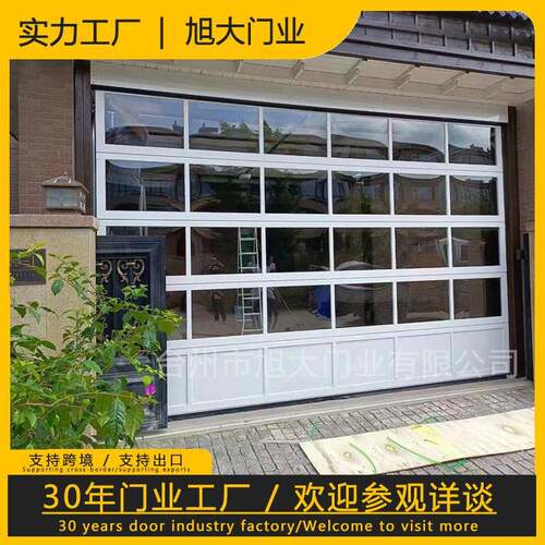 4s店透玻视门家旭大别门墅电动钢化璃车库门透明翻板自动门卷闸用