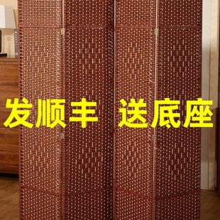网红折屏客厅现代房间简易隔断田园玄关卧室折叠屏风 移动实木中式