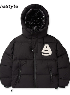 ALPHASTYLE时尚潮牌冬季厚款双层帽宽松百搭羽绒服保暖户外运动