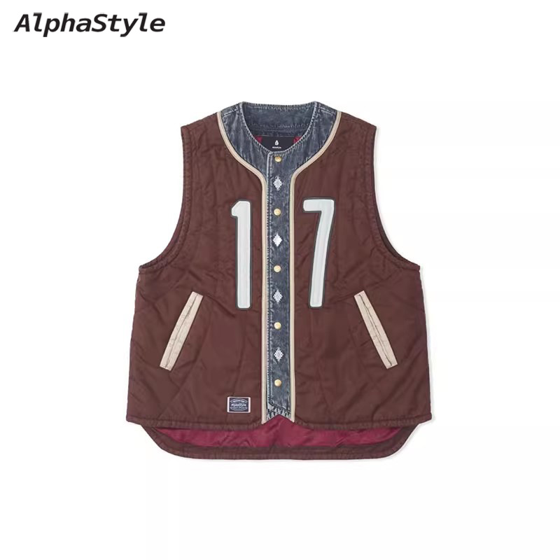 充棉背心户外休闲拼接设计