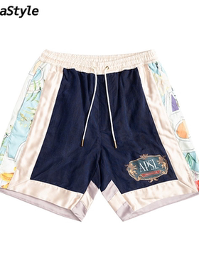 APSL ALPHASTYLE夏季时尚潮流短裤宽松百搭复古印花休闲短裤男款