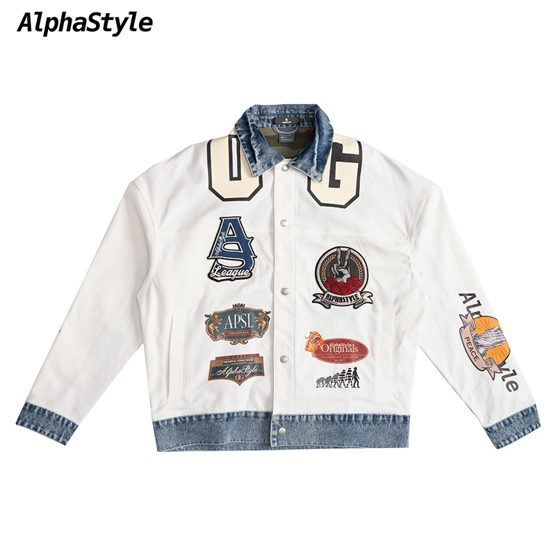 APSL春季刺绣拼色飞行夹克外套