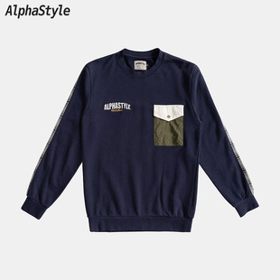 ALPHASTYLE时尚潮牌春秋季宽松百搭纯棉卫衣内搭外穿薄款男女同款