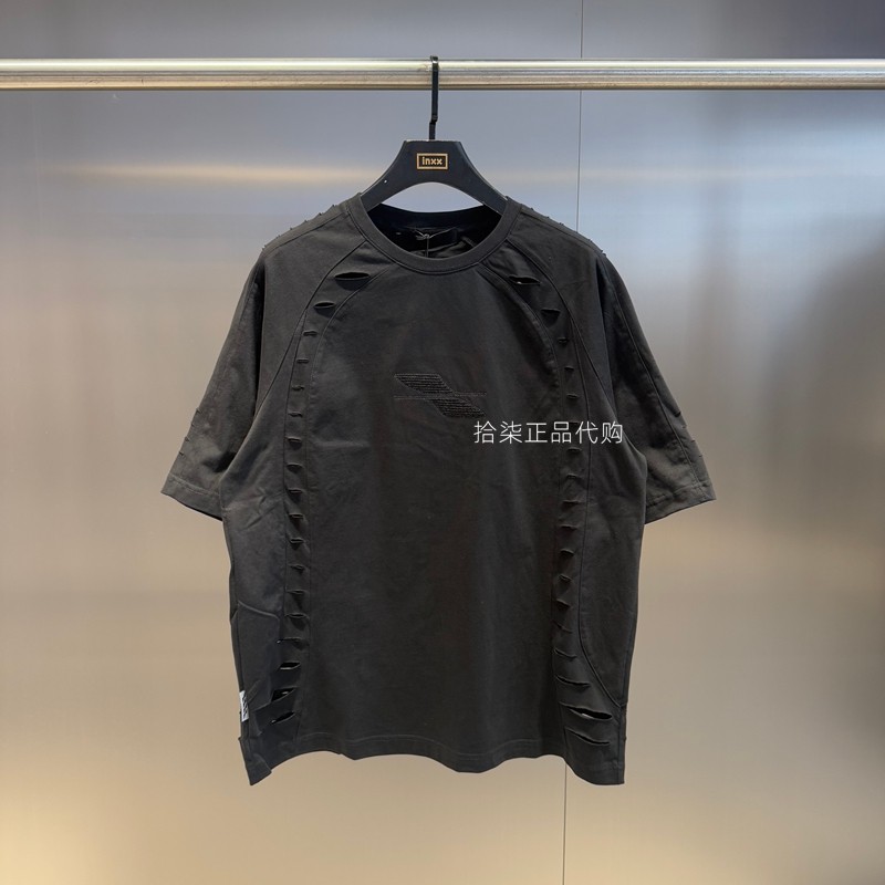 INXX专柜正品 2025夏男女同款时尚破洞休闲纯棉短袖T恤XBF2010369,男装,T恤,淘宝优惠券,粉丝福利购,淘宝优惠卷