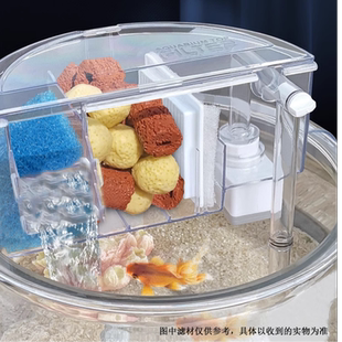 金利佳圆形缸过滤器小型圆口鱼缸过滤设备培菌增氧过滤器