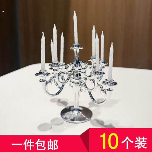 女神生日蛋糕装饰品复古欧式烛台摆件珍珠皇冠珍珠蝴蝶结蜡烛插件