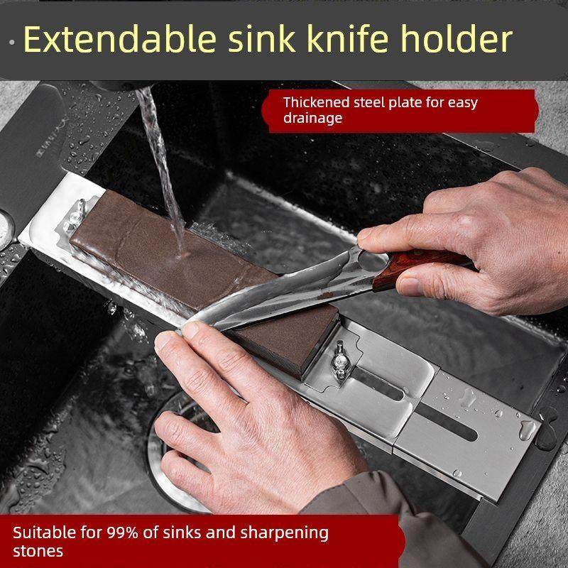304不锈钢磨刀石支架子水槽塘伸缩加厚新款固定架定角架油磨刀架