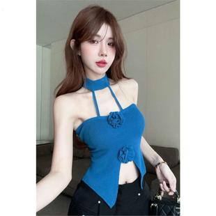 绝美挂脖小上衣迷人短裙子甜辣妹子 韩式 边擦女主播服装 擦边职业装