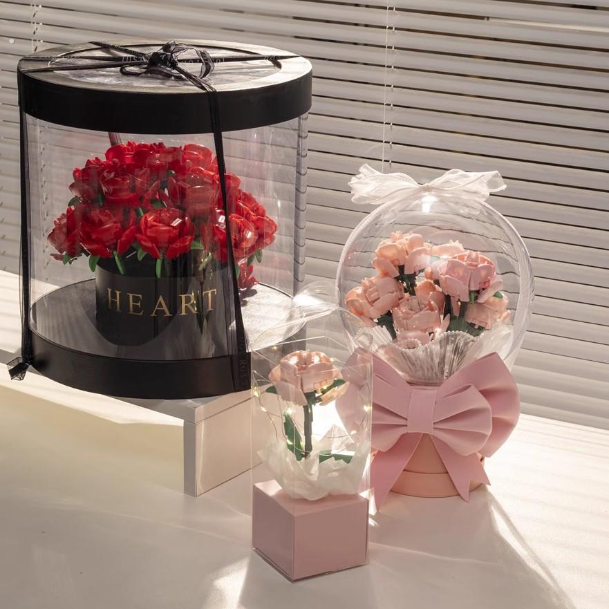 高颜值治愈系积木地狱级高难度拼装孕期打发时间神器无聊积木花束