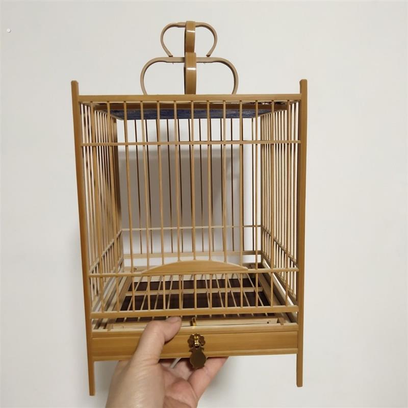 斗四方鸟笼绣眼笼老竹料抛光笼抽屉竹笼子绣眼柳莺小鸟笼大全