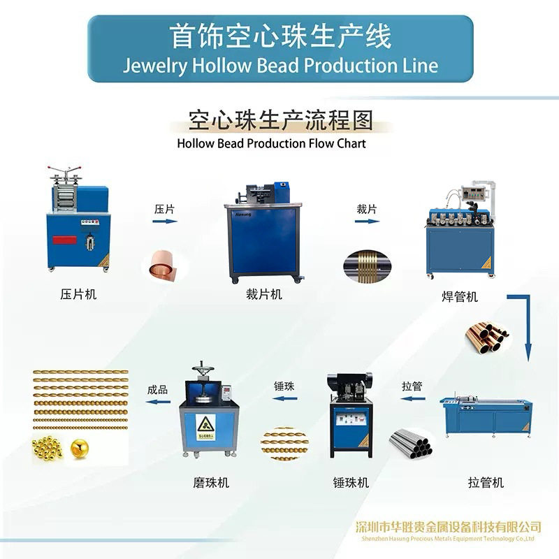 工厂定制金属空心珠一站式生产线金银首饰空心球加工生产线设备