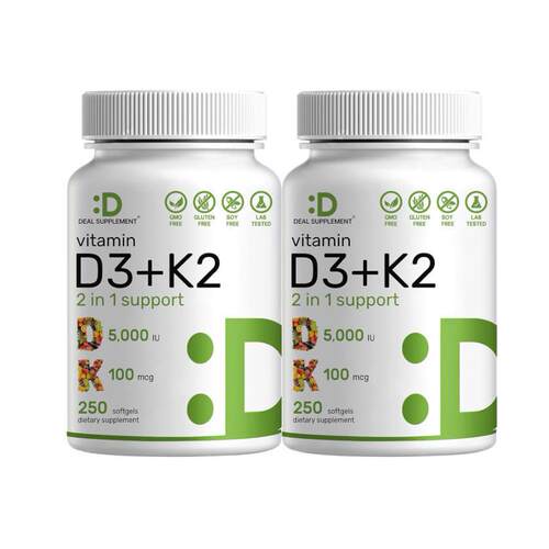 TK爆品D3+K2Vitamin二合一初榨椰子油复合物250粒补充剂软胶囊
