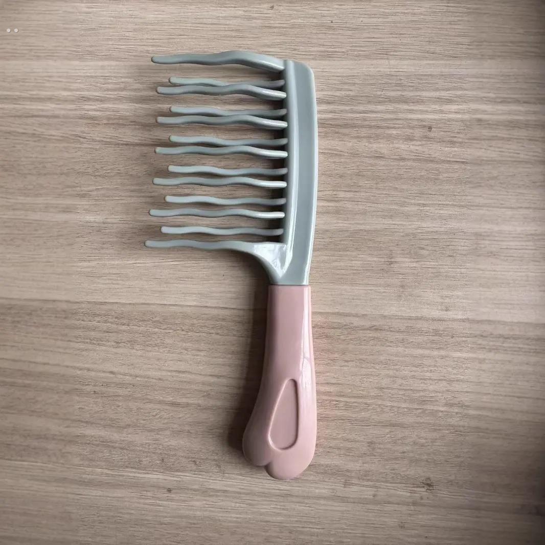 双排波浪齿卷发梳PVC手柄头皮按摩梳头发蓬松梳理发店卷发造型梳