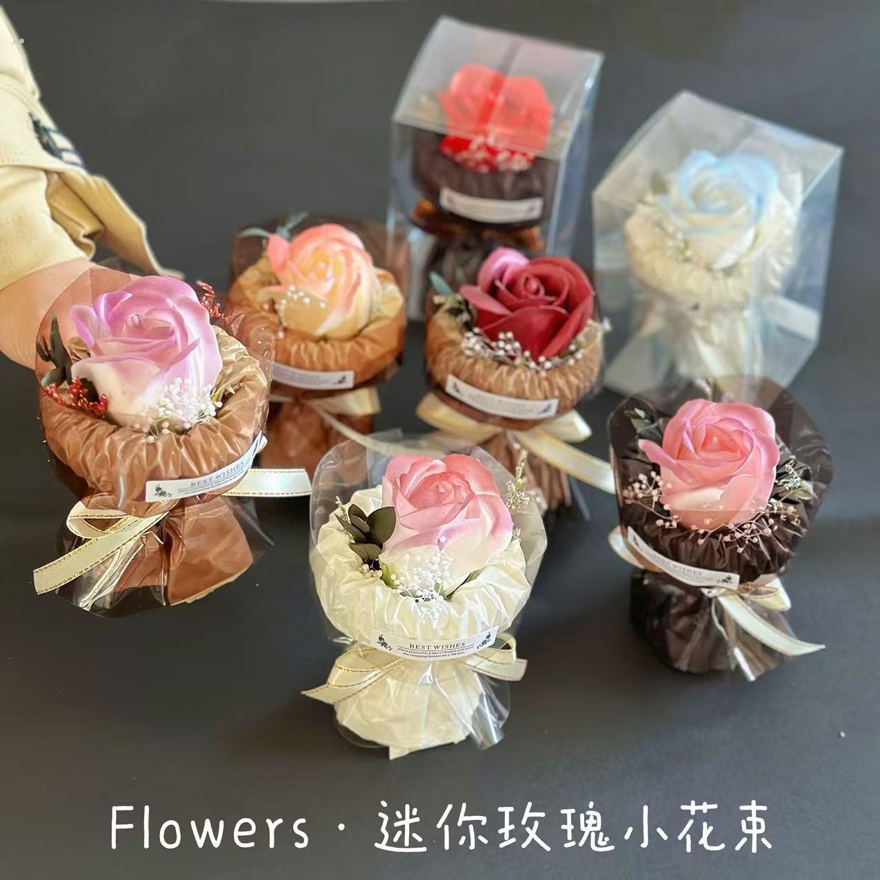 永生花束彷真玫瑰花迷你口袋花束生日礼物手工花束成品情人节礼物